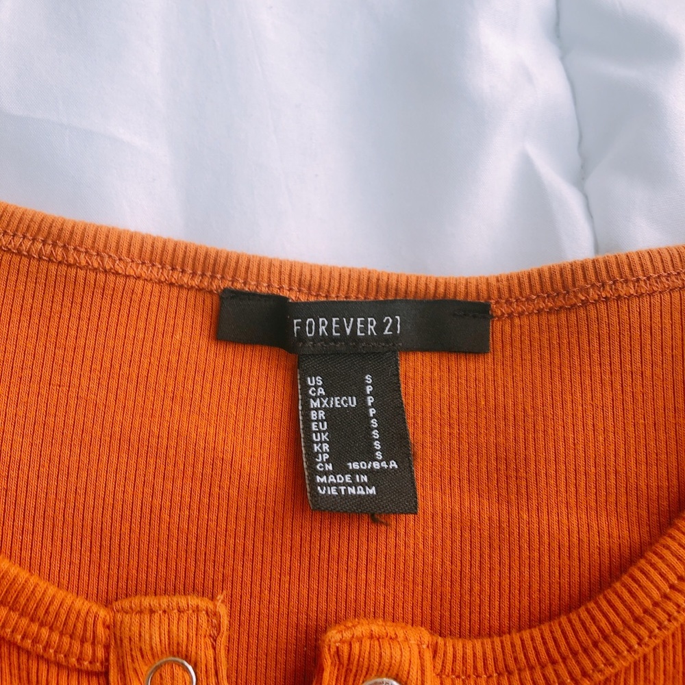 Toned Orange Button Top Ribbed - Picture 2 of 2